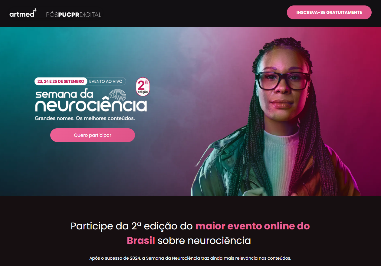Página de inscrição da Semana da Neurociência, evento online de neurociência